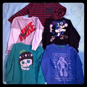 5- boys long sleeve tees sz 4